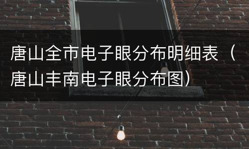 唐山全市电子眼分布明细表（唐山丰南电子眼分布图）