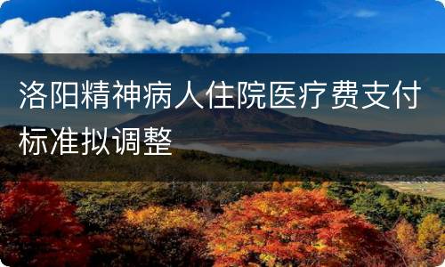 洛阳精神病人住院医疗费支付标准拟调整