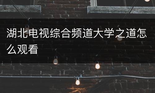湖北电视综合频道大学之道怎么观看