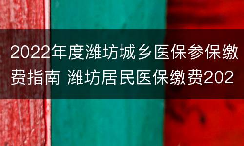 2022年度潍坊城乡医保参保缴费指南 潍坊居民医保缴费2020缴费方式
