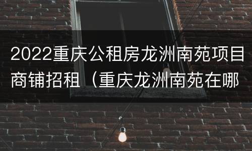 2022重庆公租房龙洲南苑项目商铺招租（重庆龙洲南苑在哪里）