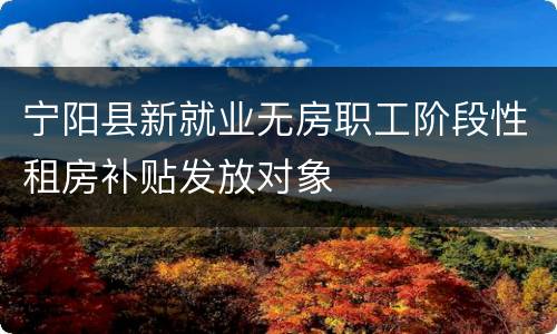 宁阳县新就业无房职工阶段性租房补贴发放对象