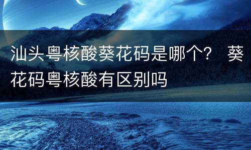 汕头粤核酸葵花码是哪个？ 葵花码粤核酸有区别吗