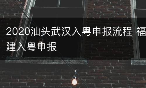 2020汕头武汉入粤申报流程 福建入粤申报