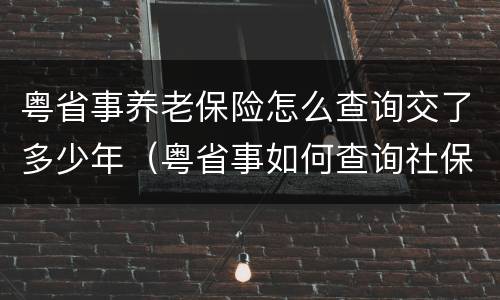 粤省事养老保险怎么查询交了多少年（粤省事如何查询社保交了多少年）