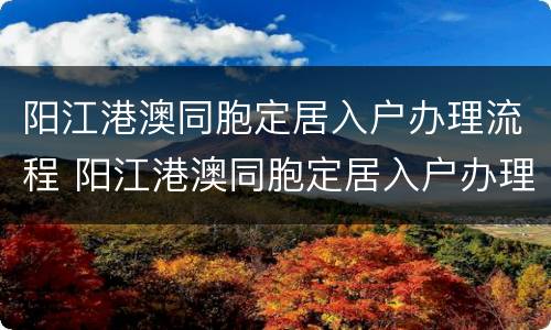 阳江港澳同胞定居入户办理流程 阳江港澳同胞定居入户办理流程图