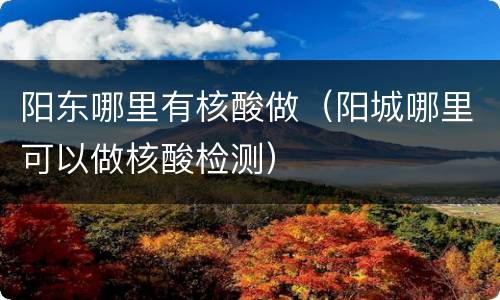 阳东哪里有核酸做（阳城哪里可以做核酸检测）