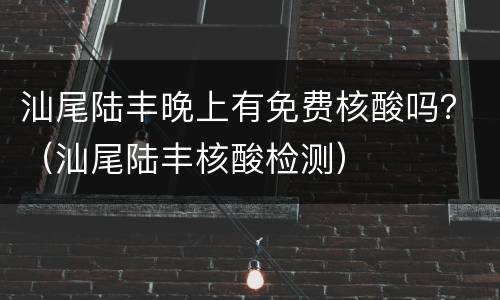 汕尾陆丰晚上有免费核酸吗？（汕尾陆丰核酸检测）