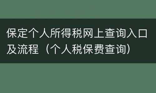 保定个人所得税网上查询入口及流程（个人税保费查询）