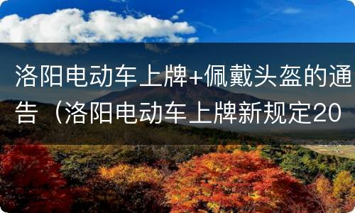 洛阳电动车上牌+佩戴头盔的通告（洛阳电动车上牌新规定2020）