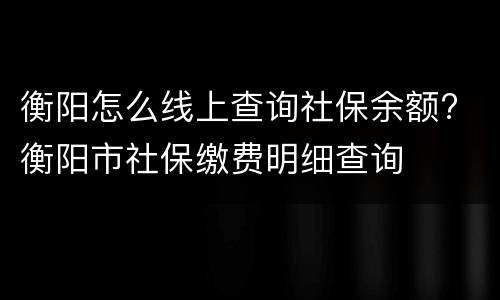衡阳怎么线上查询社保余额? 衡阳市社保缴费明细查询