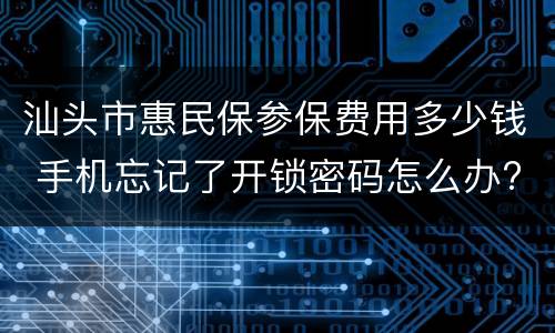 汕头市惠民保参保费用多少钱 手机忘记了开锁密码怎么办?