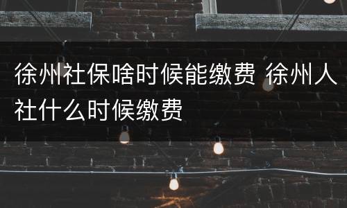 徐州社保啥时候能缴费 徐州人社什么时候缴费