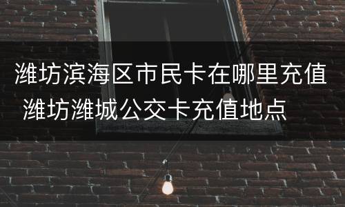 潍坊滨海区市民卡在哪里充值 潍坊潍城公交卡充值地点