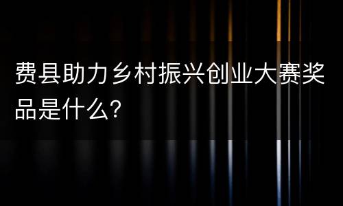费县助力乡村振兴创业大赛奖品是什么？