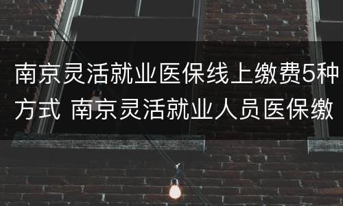 南京灵活就业医保线上缴费5种方式 南京灵活就业人员医保缴费