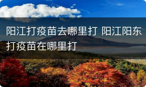 阳江打疫苗去哪里打 阳江阳东打疫苗在哪里打
