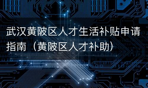 武汉黄陂区人才生活补贴申请指南（黄陂区人才补助）