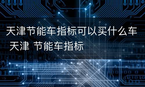 天津节能车指标可以买什么车 天津 节能车指标