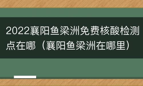 2022襄阳鱼梁洲免费核酸检测点在哪（襄阳鱼梁洲在哪里）