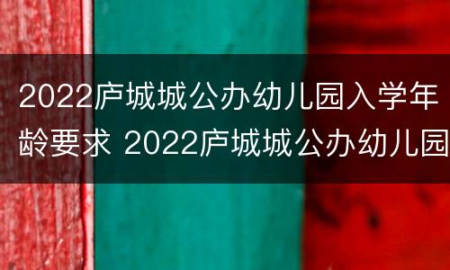 2022庐城城公办幼儿园入学年龄要求 2022庐城城公办幼儿园入学年龄要求是多少