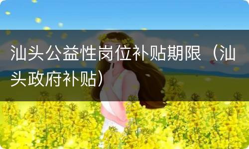 汕头公益性岗位补贴期限（汕头政府补贴）