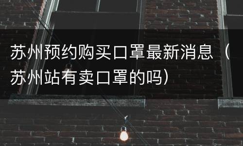 苏州预约购买口罩最新消息（苏州站有卖口罩的吗）