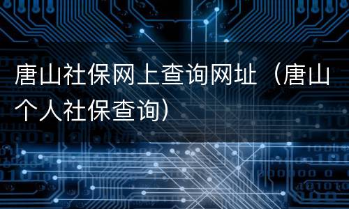 唐山社保网上查询网址（唐山个人社保查询）