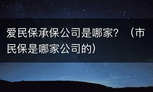 爱民保承保公司是哪家？（市民保是哪家公司的）