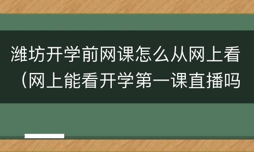 潍坊开学前网课怎么从网上看（网上能看开学第一课直播吗）