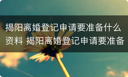 揭阳离婚登记申请要准备什么资料 揭阳离婚登记申请要准备什么资料呢