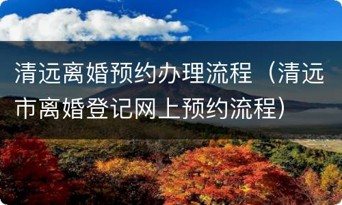 清远离婚预约办理流程（清远市离婚登记网上预约流程）