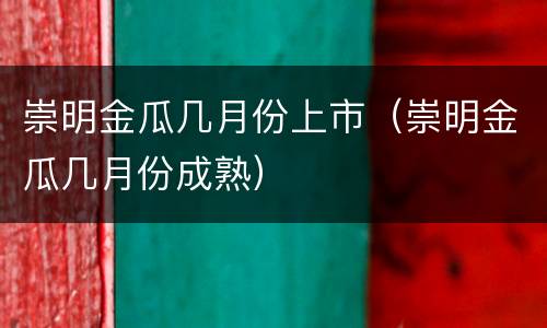 崇明金瓜几月份上市（崇明金瓜几月份成熟）