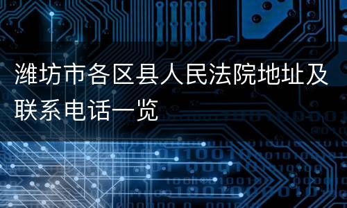 潍坊市各区县人民法院地址及联系电话一览