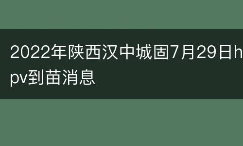 2022年陕西汉中城固7月29日hpv到苗消息