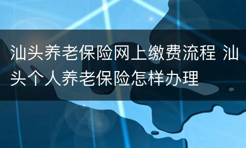 汕头养老保险网上缴费流程 汕头个人养老保险怎样办理