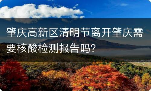 肇庆高新区清明节离开肇庆需要核酸检测报告吗？