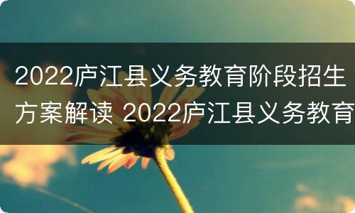 2022庐江县义务教育阶段招生方案解读 2022庐江县义务教育阶段招生方案解读图片