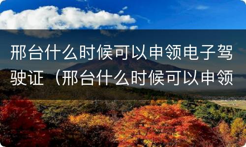 邢台什么时候可以申领电子驾驶证（邢台什么时候可以申领电子驾驶证啊）