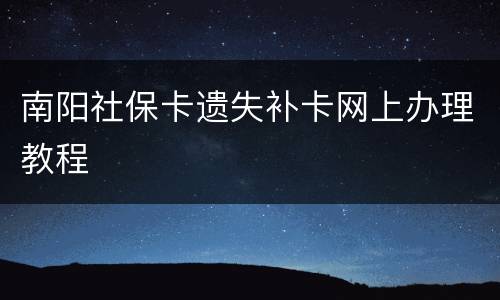 南阳社保卡遗失补卡网上办理教程