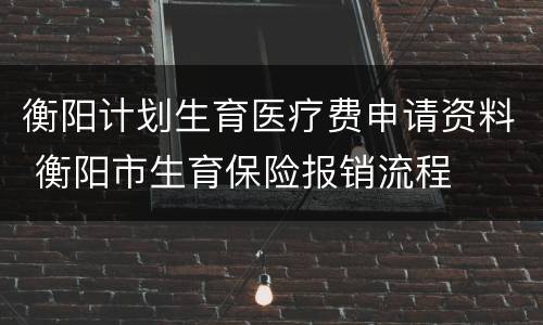 衡阳计划生育医疗费申请资料 衡阳市生育保险报销流程