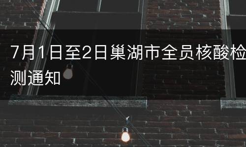 7月1日至2日巢湖市全员核酸检测通知