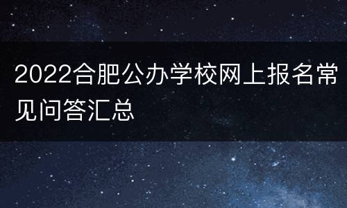 2022合肥公办学校网上报名常见问答汇总