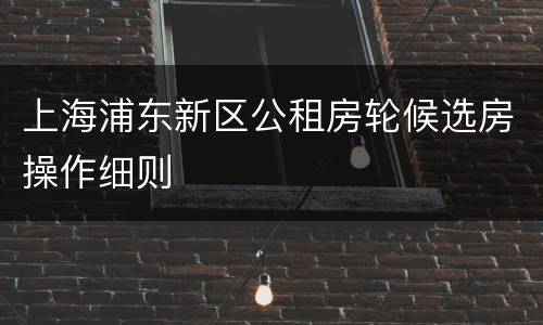 上海浦东新区公租房轮候选房操作细则