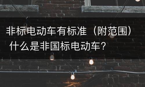 非标电动车有标准（附范围） 什么是非国标电动车?