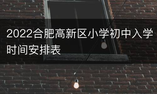 2022合肥高新区小学初中入学时间安排表