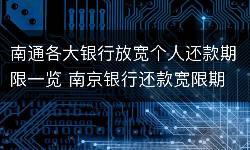 南通各大银行放宽个人还款期限一览 南京银行还款宽限期