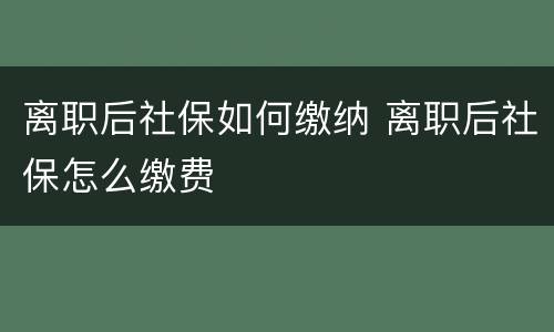 离职后社保如何缴纳 离职后社保怎么缴费