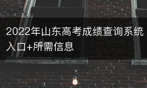 2022年山东高考成绩查询系统入口+所需信息