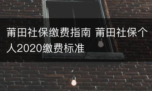 莆田社保缴费指南 莆田社保个人2020缴费标准